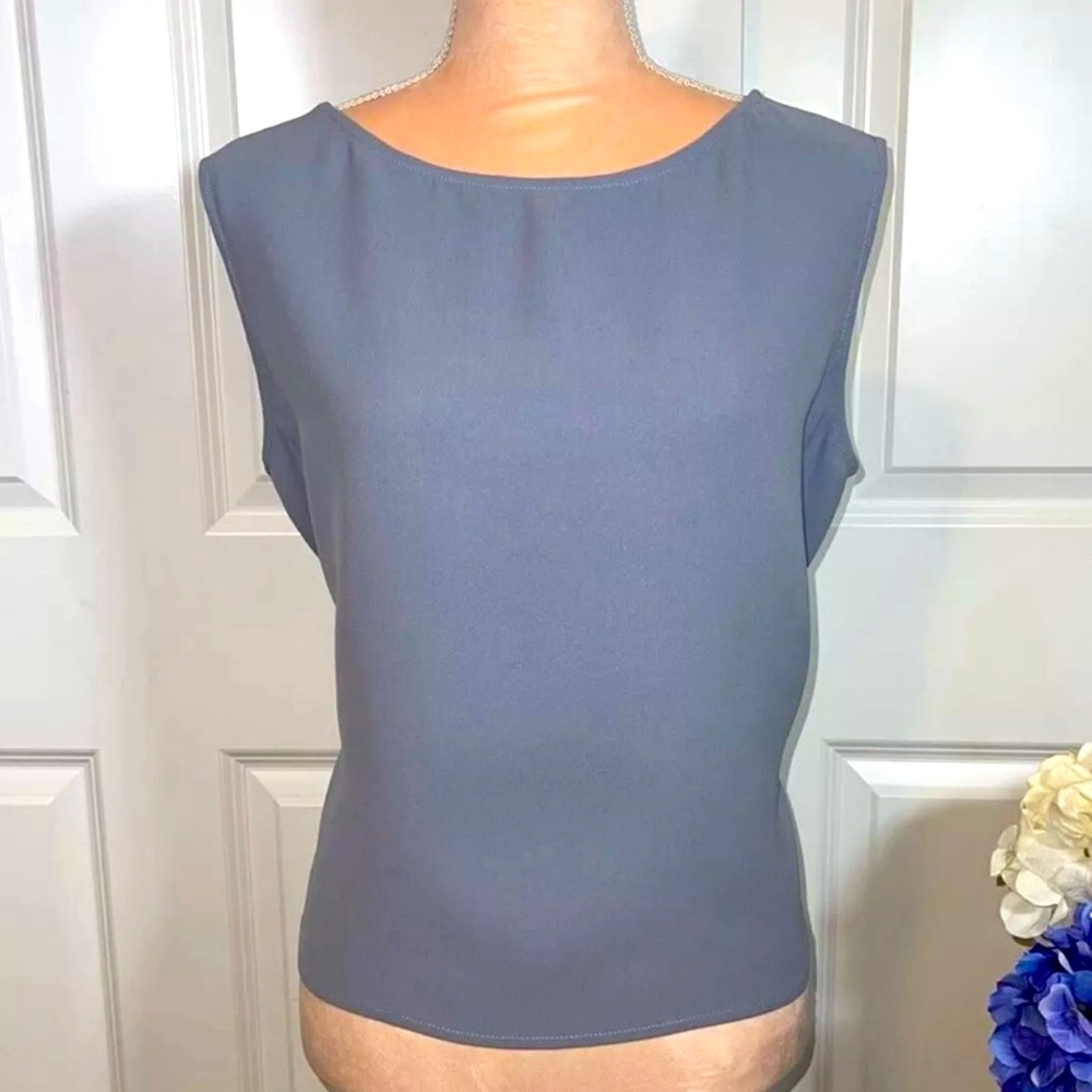 Dusan Sleeveless Grey Silk Top size XL Made In Italy B5